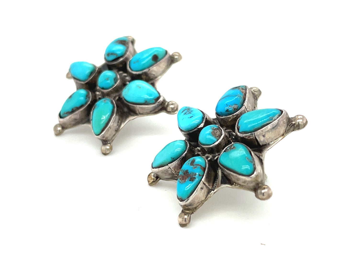 Vintage Royston Turquoise and Sterling Silver Earrings 50’s Southwestern