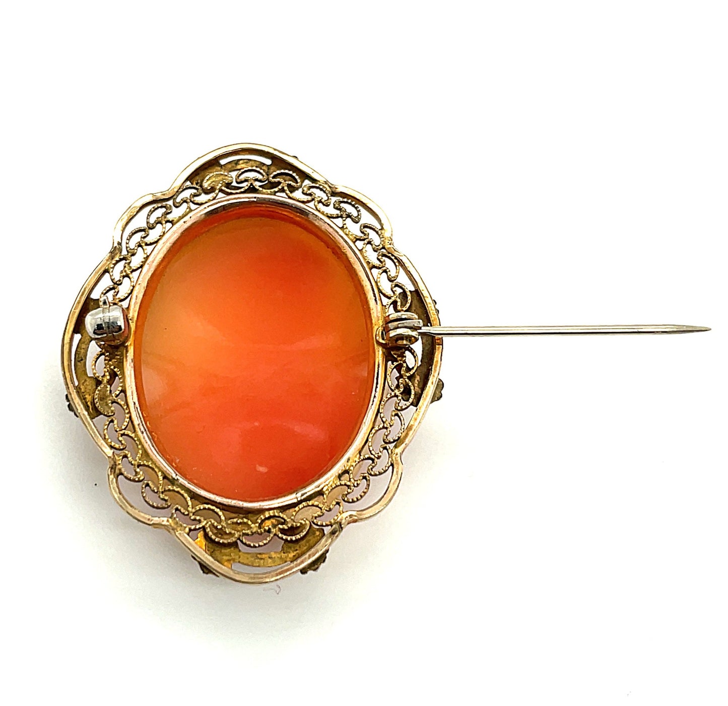 Antique Cameo 10k Yellow Gold AMCO Brooch Pin 6.7 Grams 1.5" x 1.25"