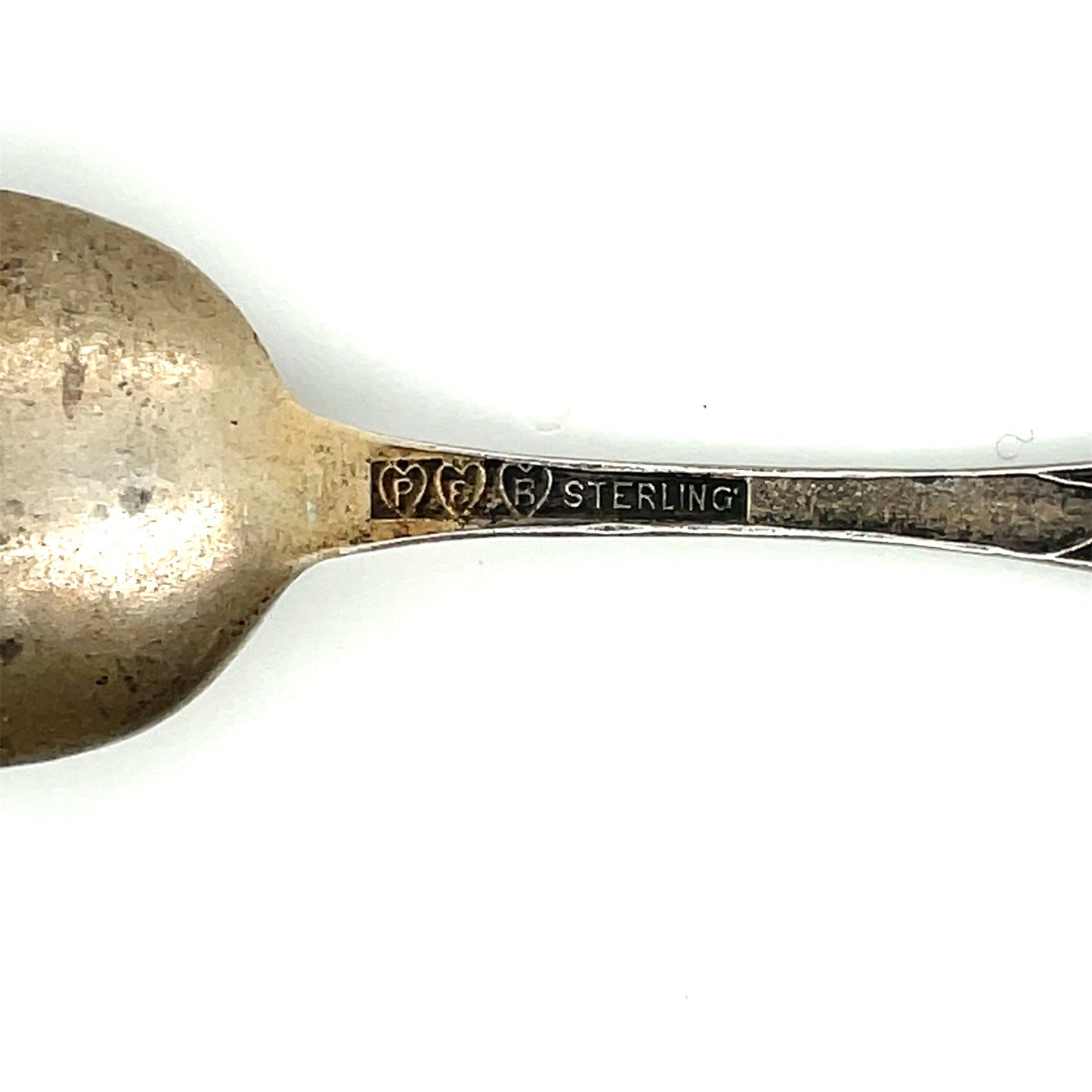 Sterling Silver Souvenir Spoon Good Luck Four Leaf Clover Horseshoe Whirling Logs