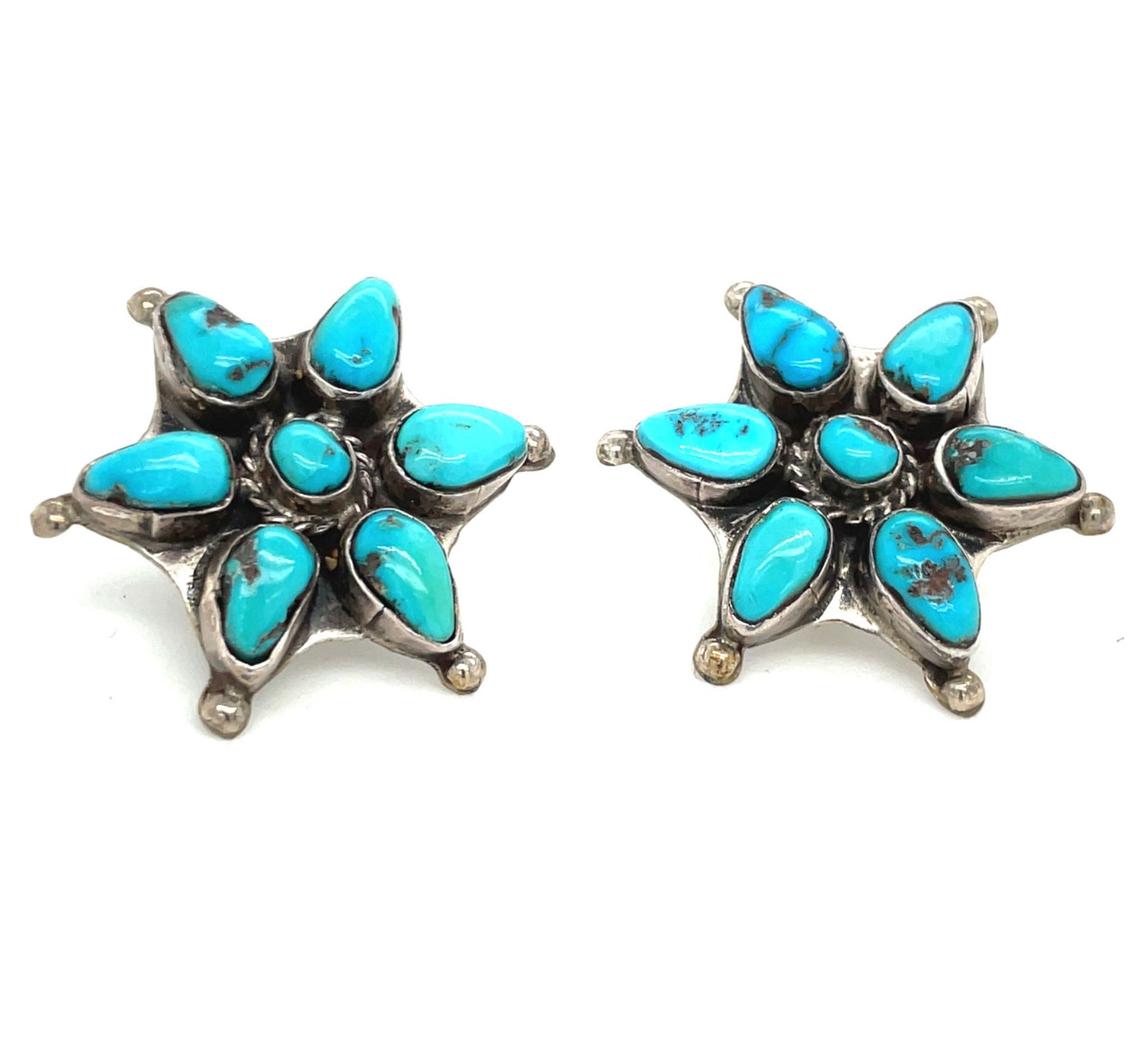 Vintage Royston Turquoise and Sterling Silver Earrings 50’s Southwestern