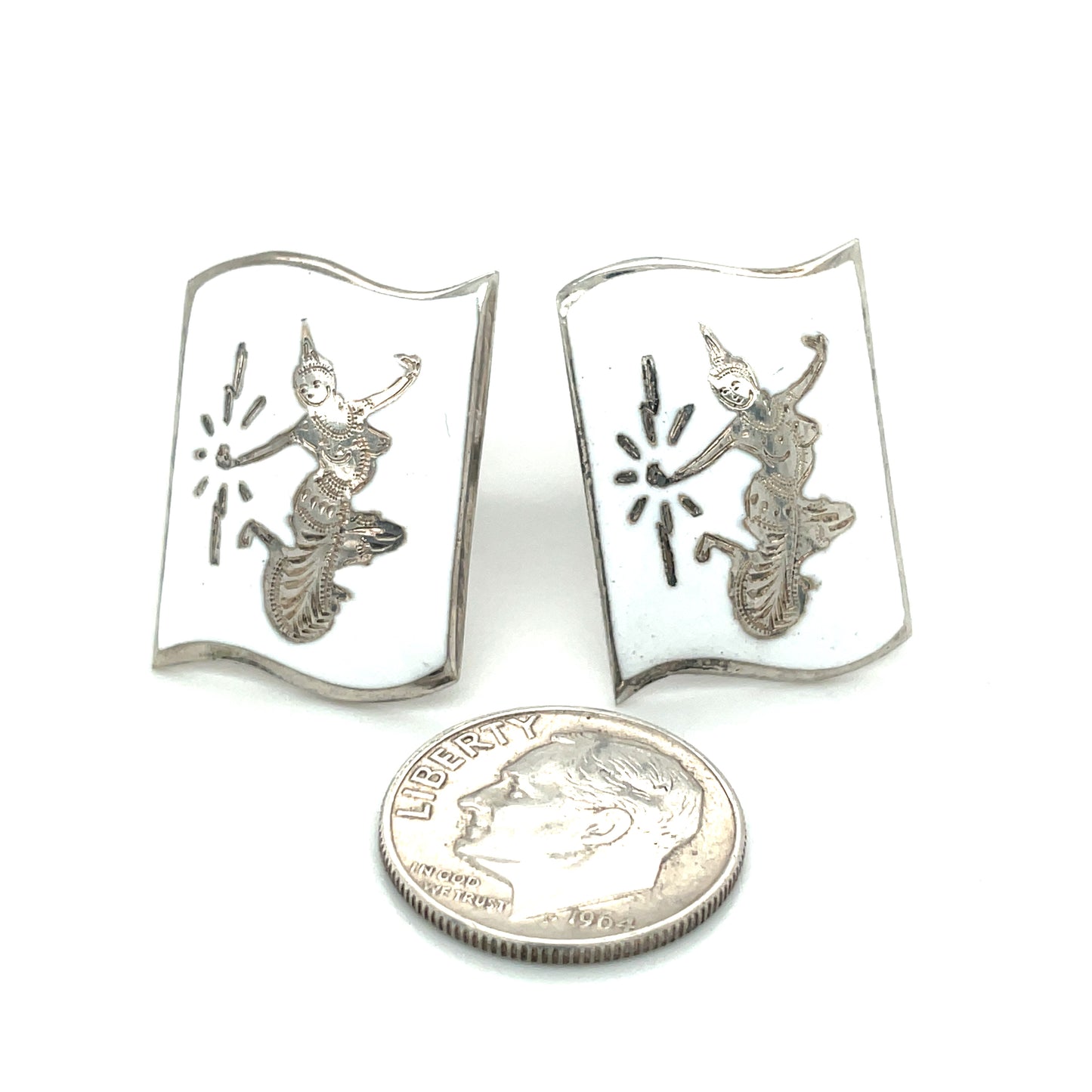 Vintage Sterling Silver Siam Cuff Links 14 Grams