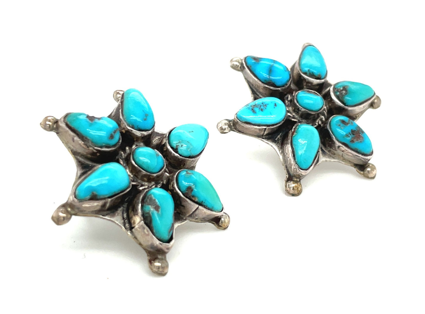 Vintage Royston Turquoise and Sterling Silver Earrings 50’s Southwestern