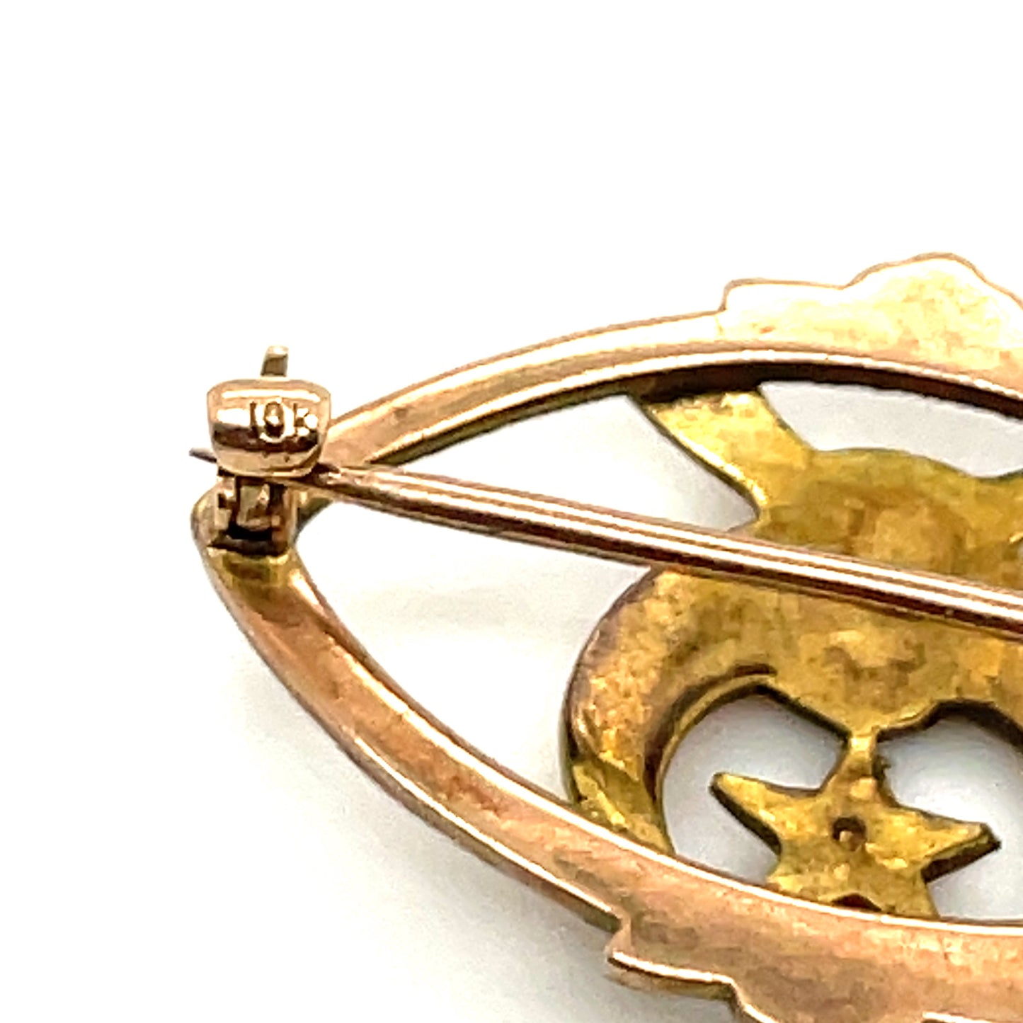 Antique Woman’s Egyptian Revival Masonic Shriners Eastern Star Pin 10k Yellow Gold Ruby 1.36g