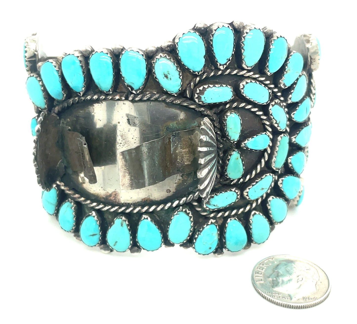 Vintage Kingman Turquoise Watch Cuff Bracelet 70’s