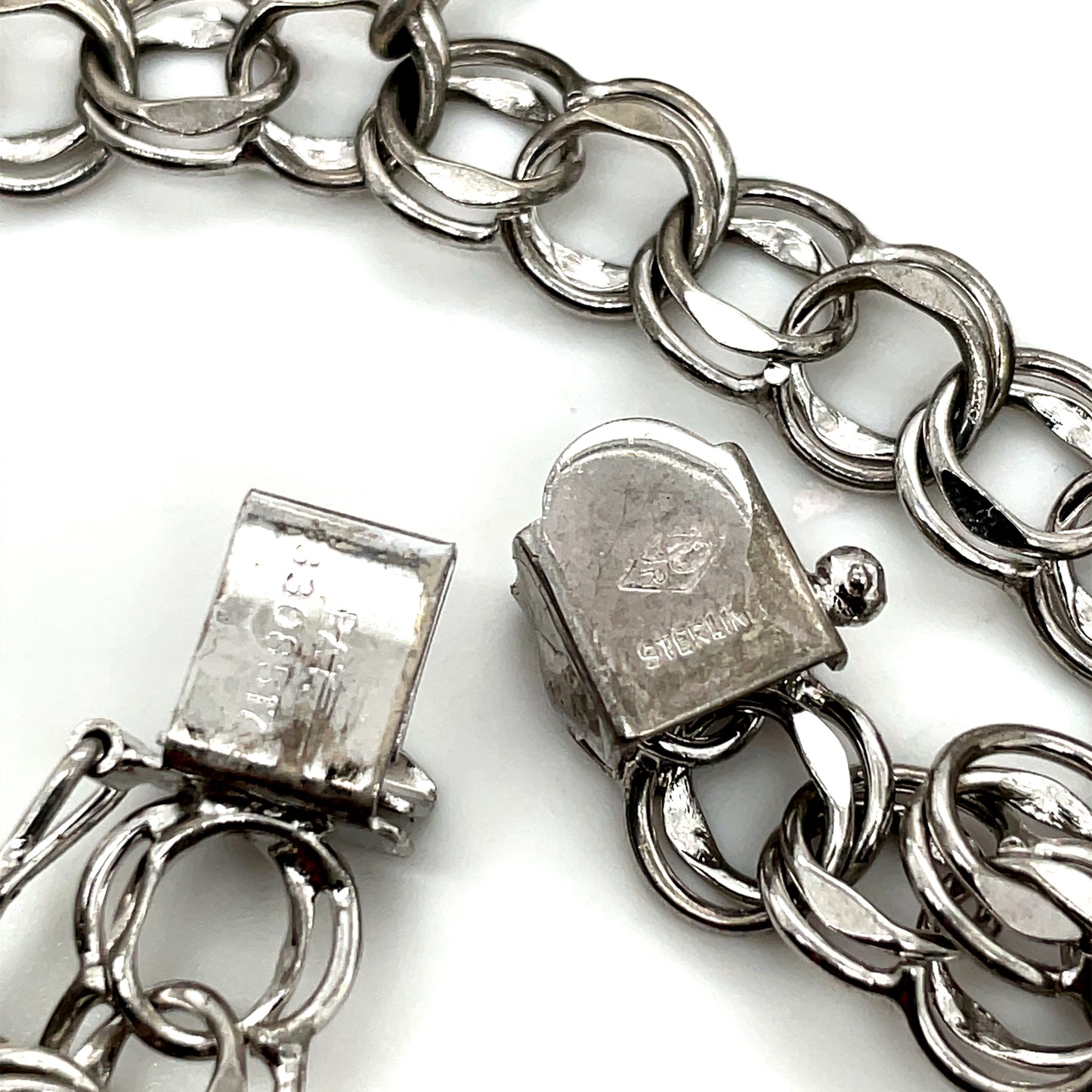 Vintage Sterling Silver European Charm Bracelet 7 Charms 38.3 Grams 7 7/8"