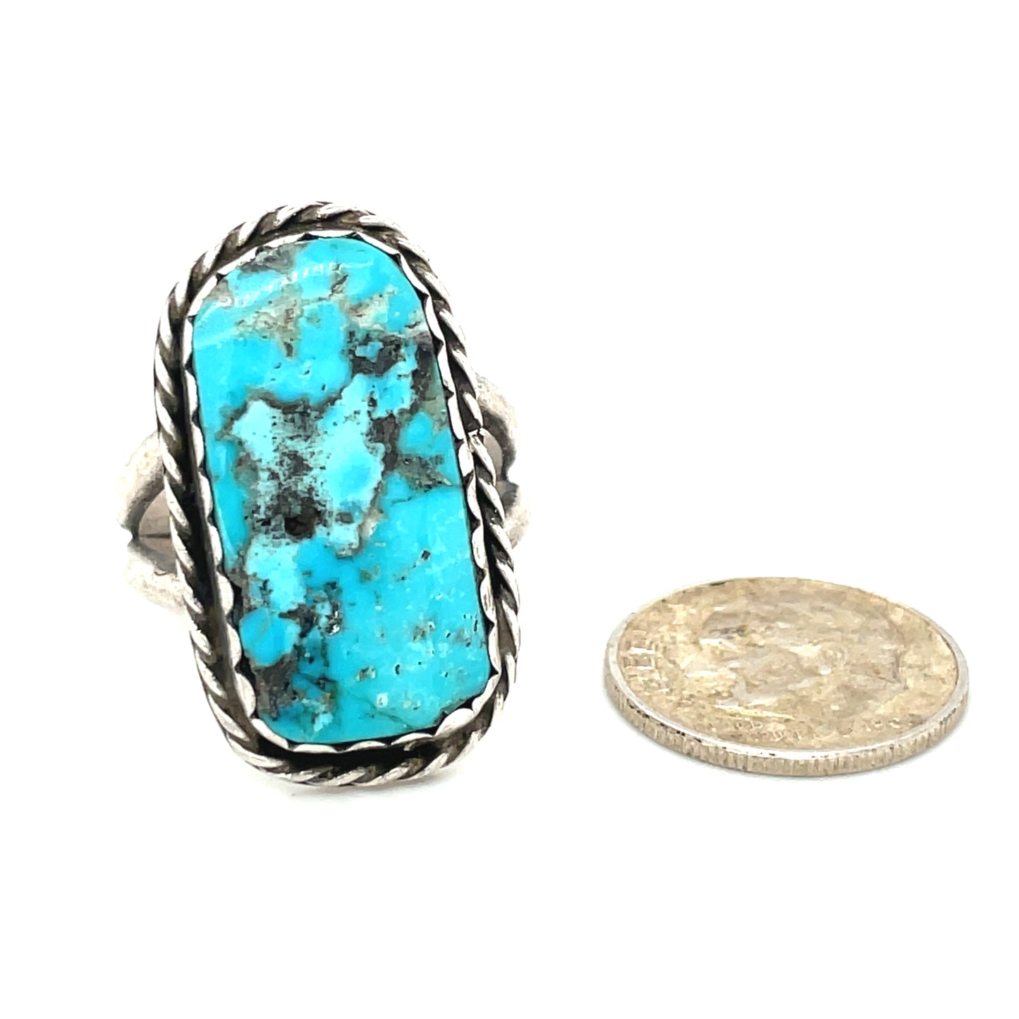 Vintage Sterling Silver and Turquoise Ring Size 7 3/4”