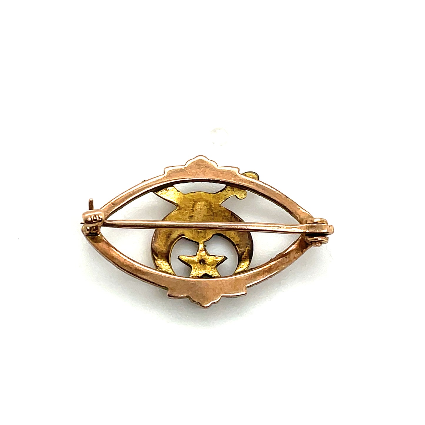 Antique Woman’s Egyptian Revival Masonic Shriners Eastern Star Pin 10k Yellow Gold Ruby 1.36g