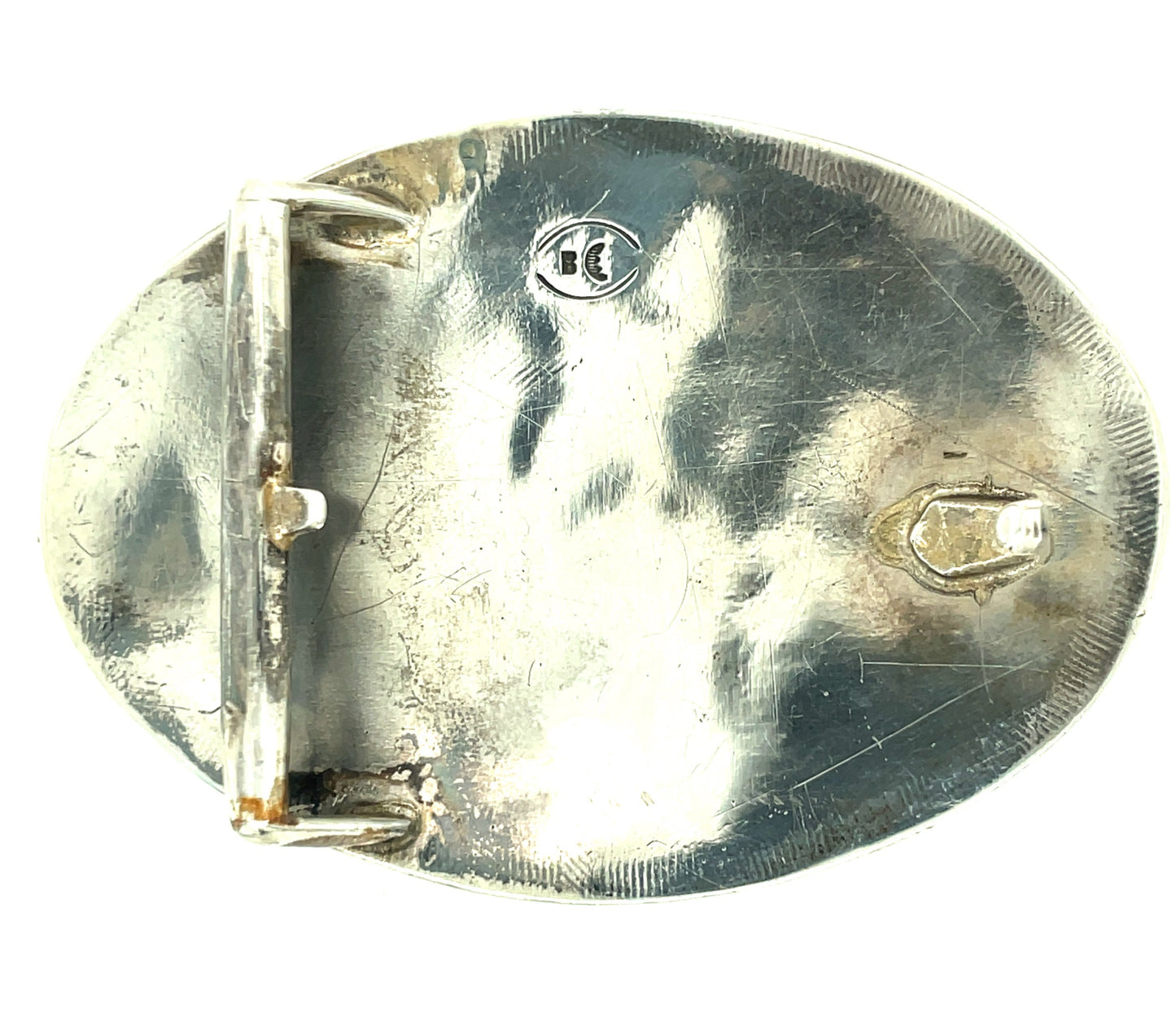 Southwestern Zuni Sterling Silver Inlay Butterfly Belt Buckle 54.1 grams