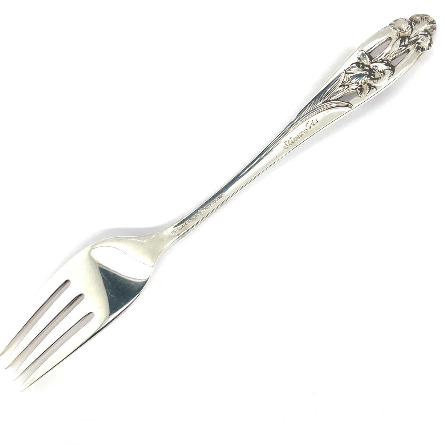 International Silver Iris Sterling Silver Dinner Fork Pierced 7 1/4 " No Mono