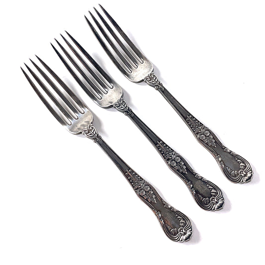 Antique Tiffany & CO Silverplate Regents 1884 Set of 3 Forks 7 1/4" Mono