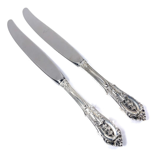 2 x  Wallace Rose Point Sterling Silver Modern Hollow Knife 9 1/8"