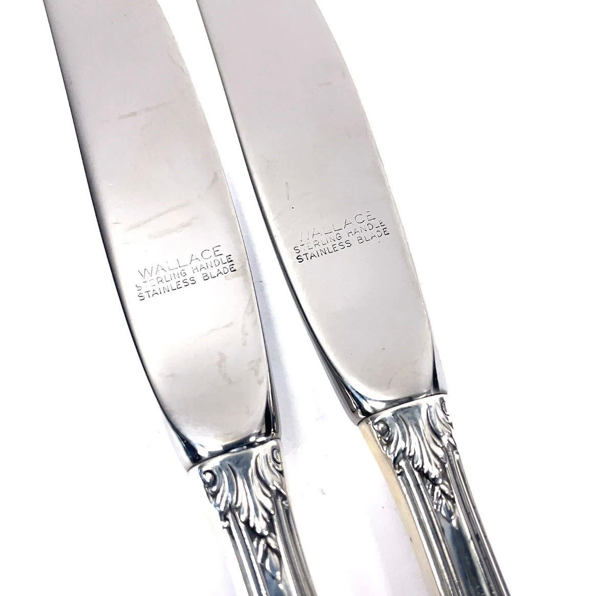 Set of 2 Wallace Rose Point Sterling Silver Butter Spreader 6 1/4"