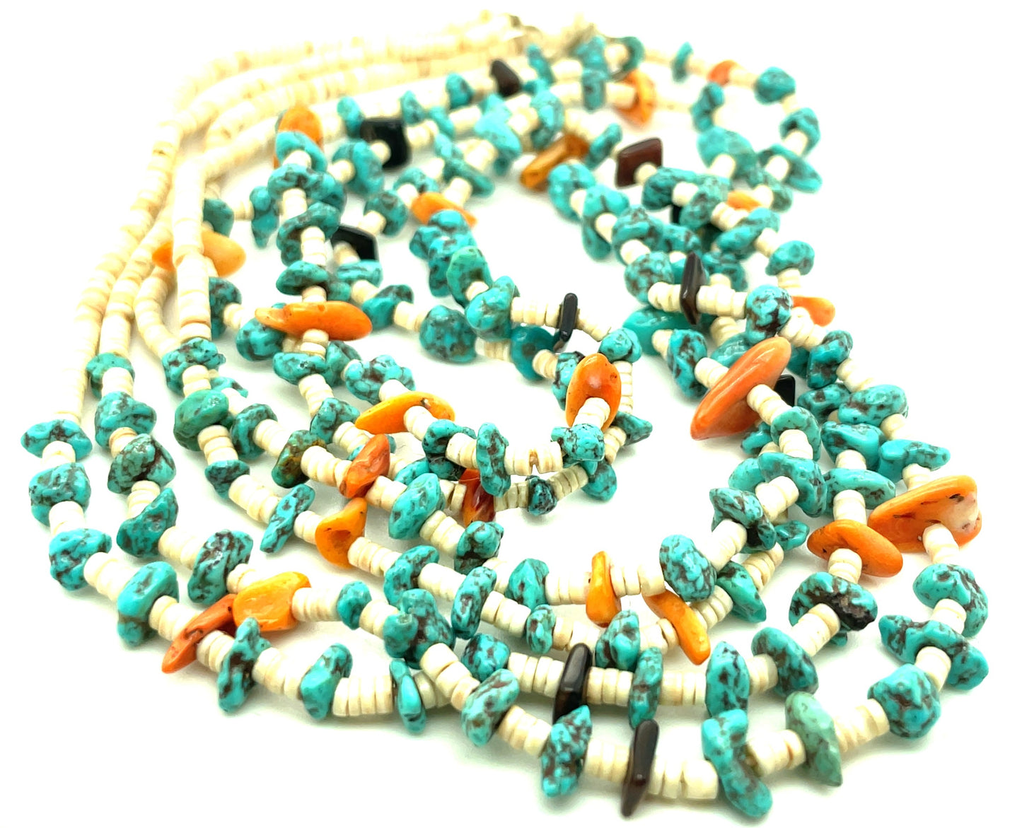 Vintage Southwestern Turquoise and Shell Heishi Necklace