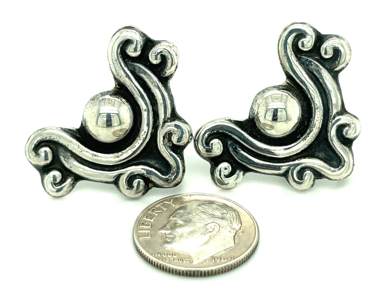 Vintage Sterling Silver Screw Back Earrings MPO