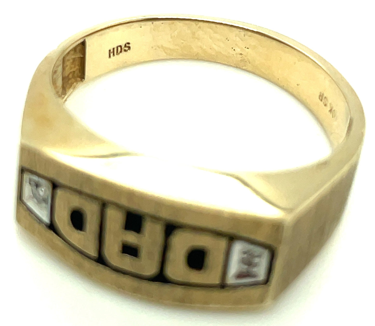 10k Yellow Gold and Diamond Dad Ring 4.2 grams Size 10