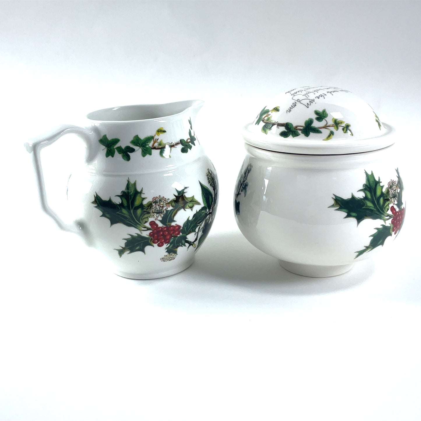 Portmeirion The Holly & The Ivy Cream and Sugar Anwyl Cooper-Willis Made in Britain