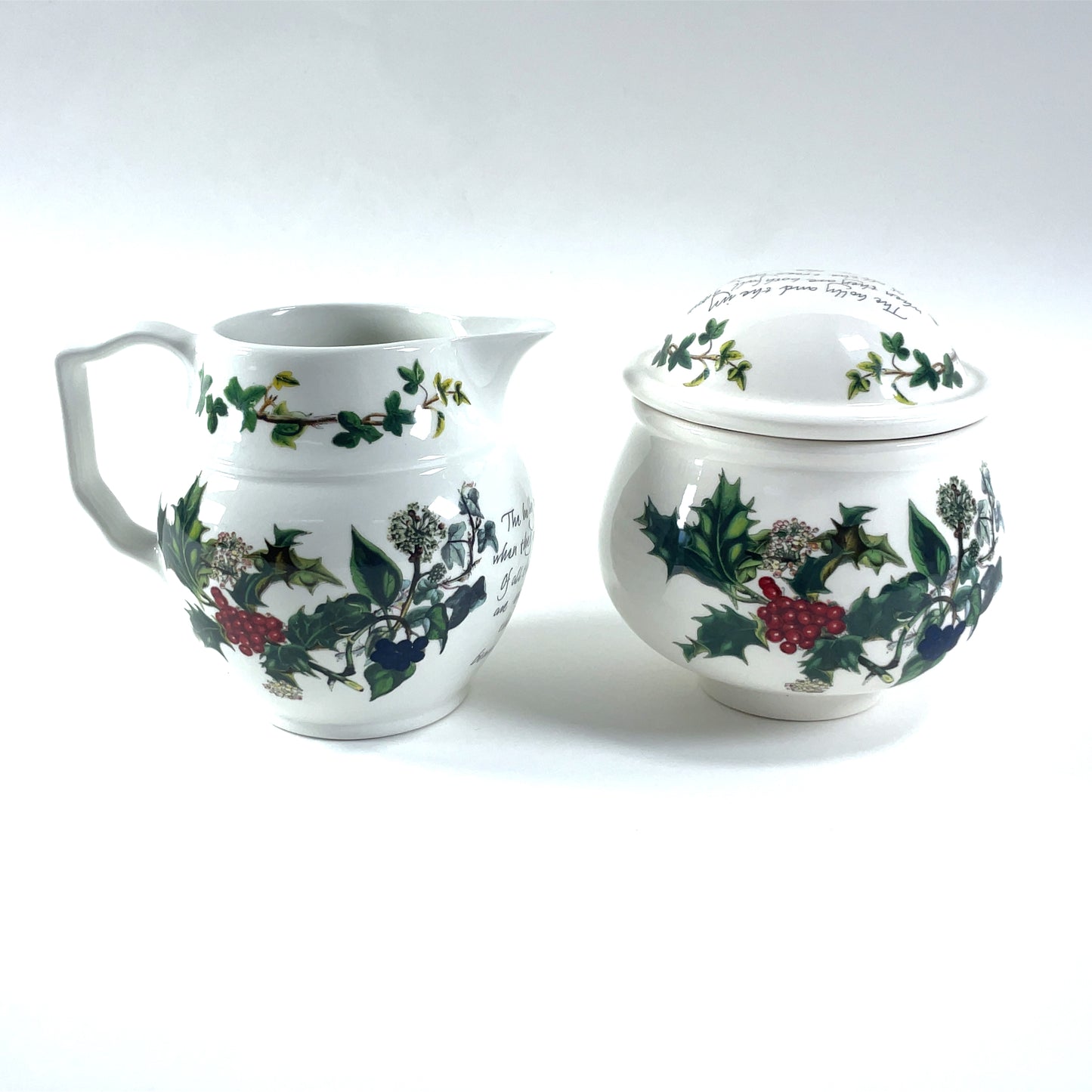 Portmeirion The Holly & The Ivy Cream and Sugar Anwyl Cooper-Willis Made in Britain
