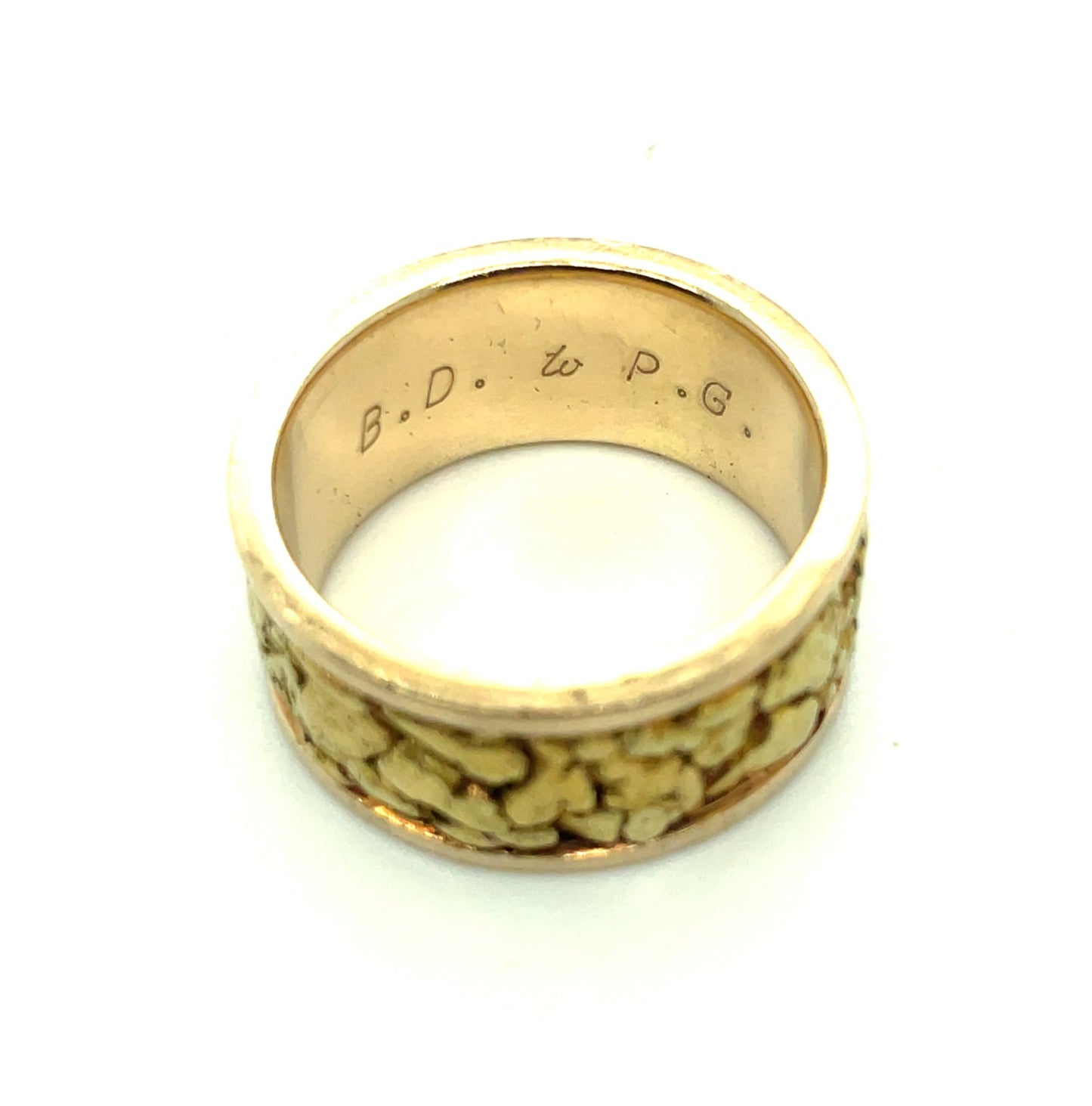 Natural Alaskan Gold Nugget 14k Gold Band Ring 16.1 Grams Size 9.5