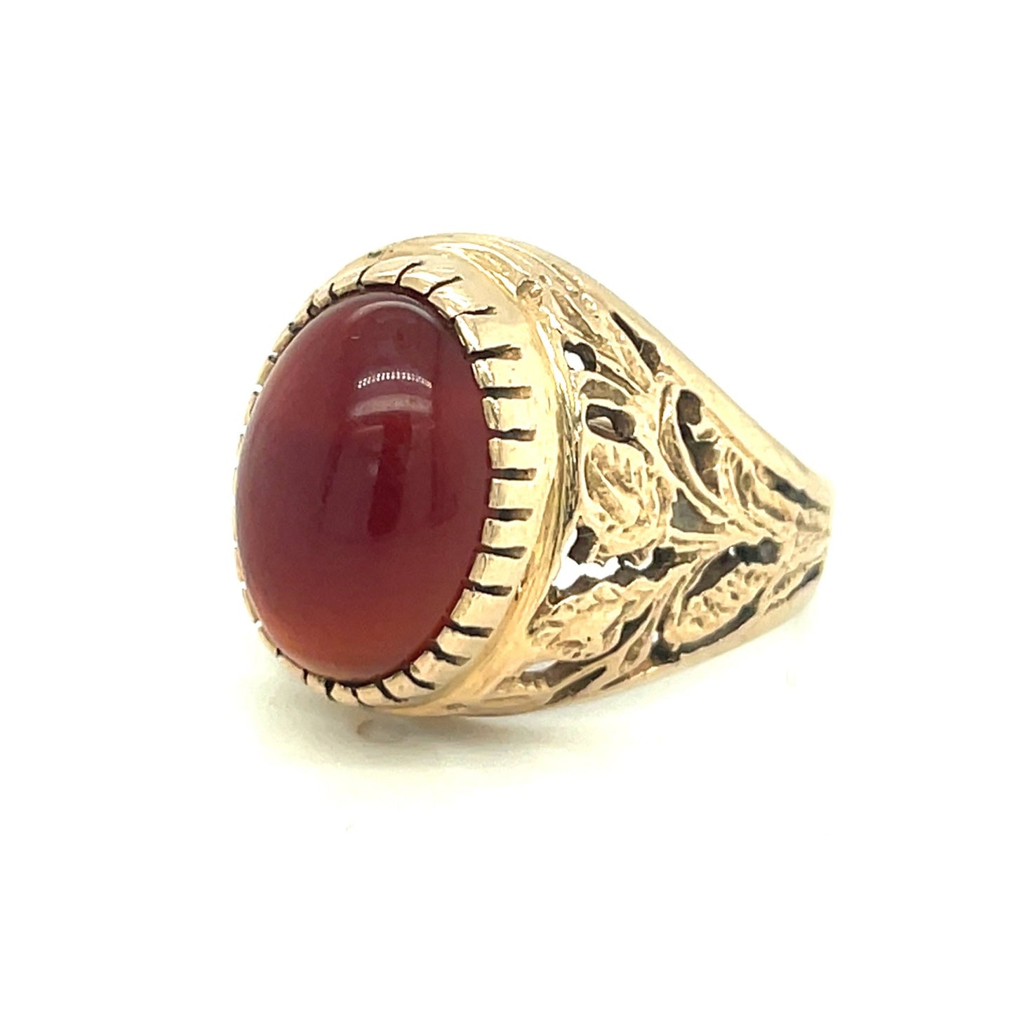 18k Yellow Gold and Agate Ring 9.1 Grams Size 9.5