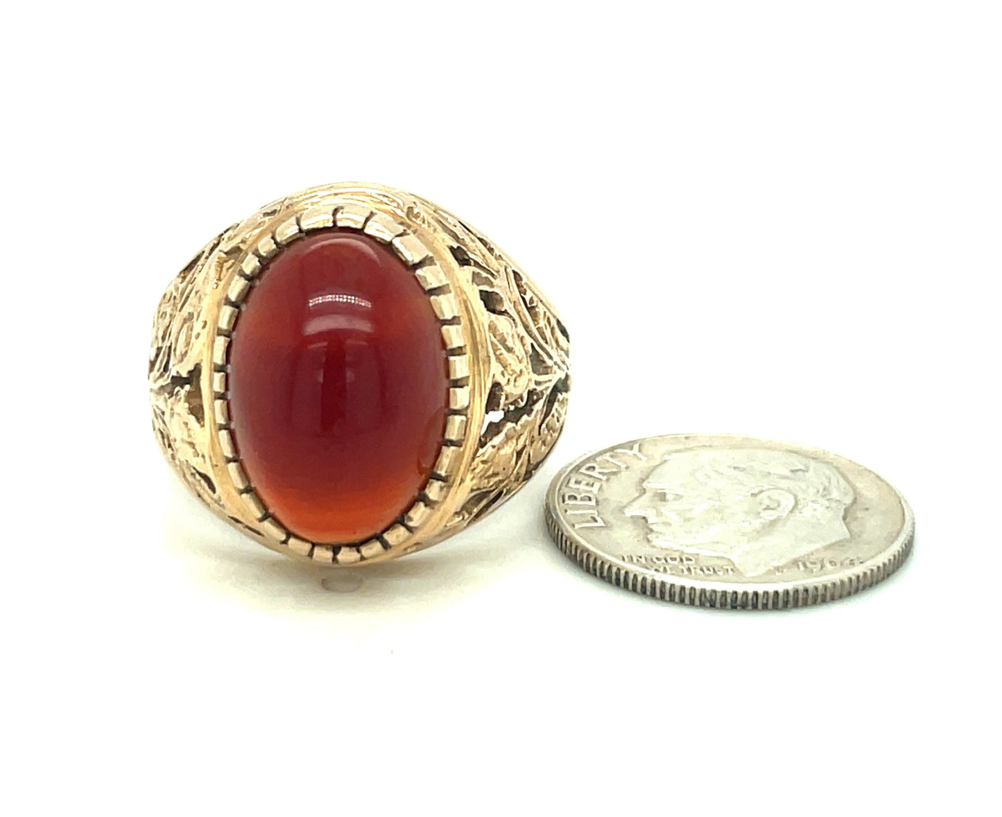 18k Yellow Gold and Agate Ring 9.1 Grams Size 9.5