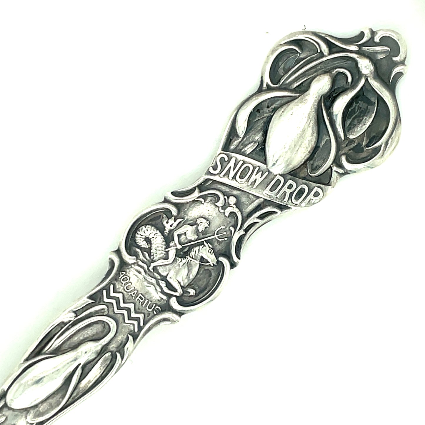 Vintage R. Wallace & Sons January Aquarius Snow Drop Sterling Silver Spoon Mono