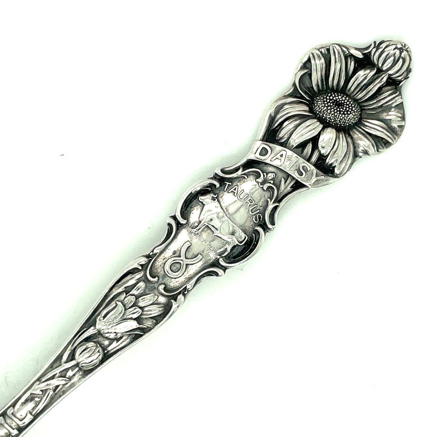 Vintage R. Wallace & Sons April Sterling Silver Spoon Daisy Taurus Monogram
