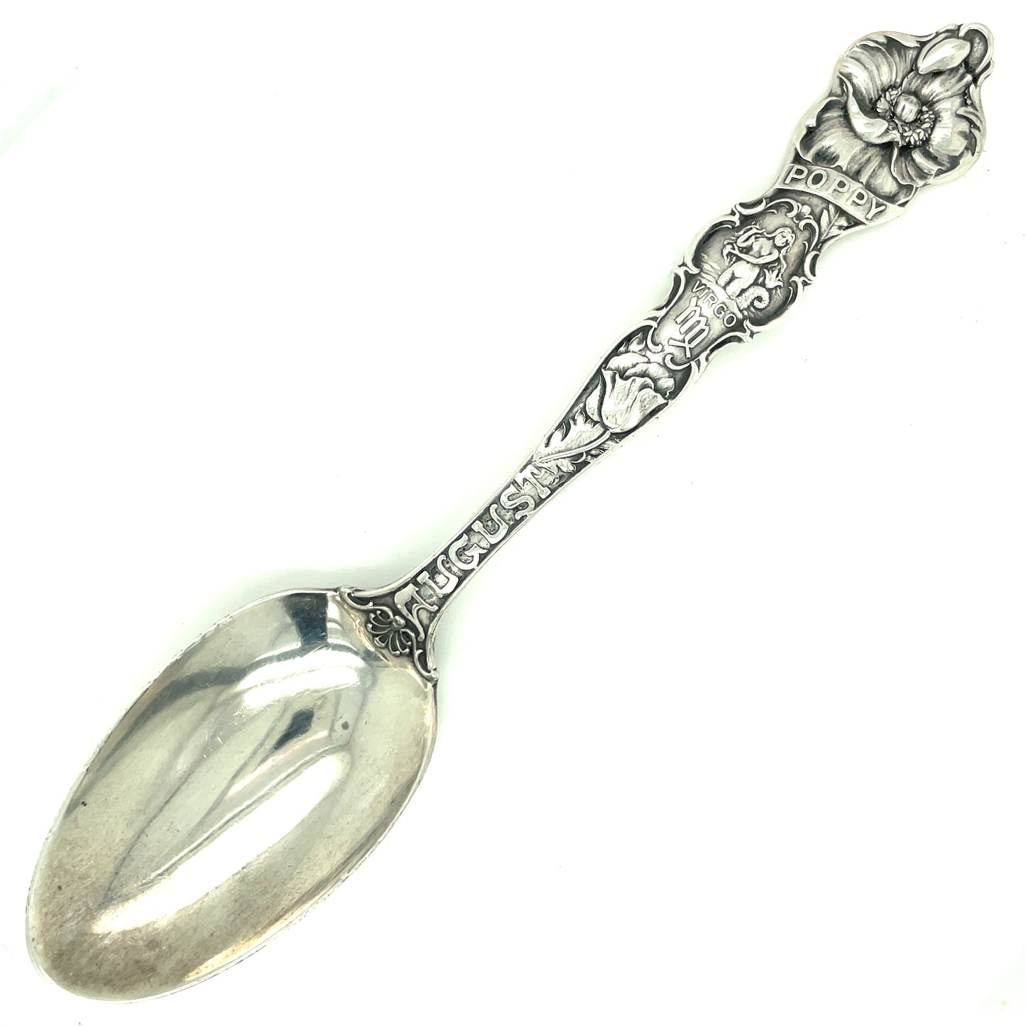 Vintage R. Wallace & Sons August Virgo Poppy Sterling Silver Spoon No Monogram