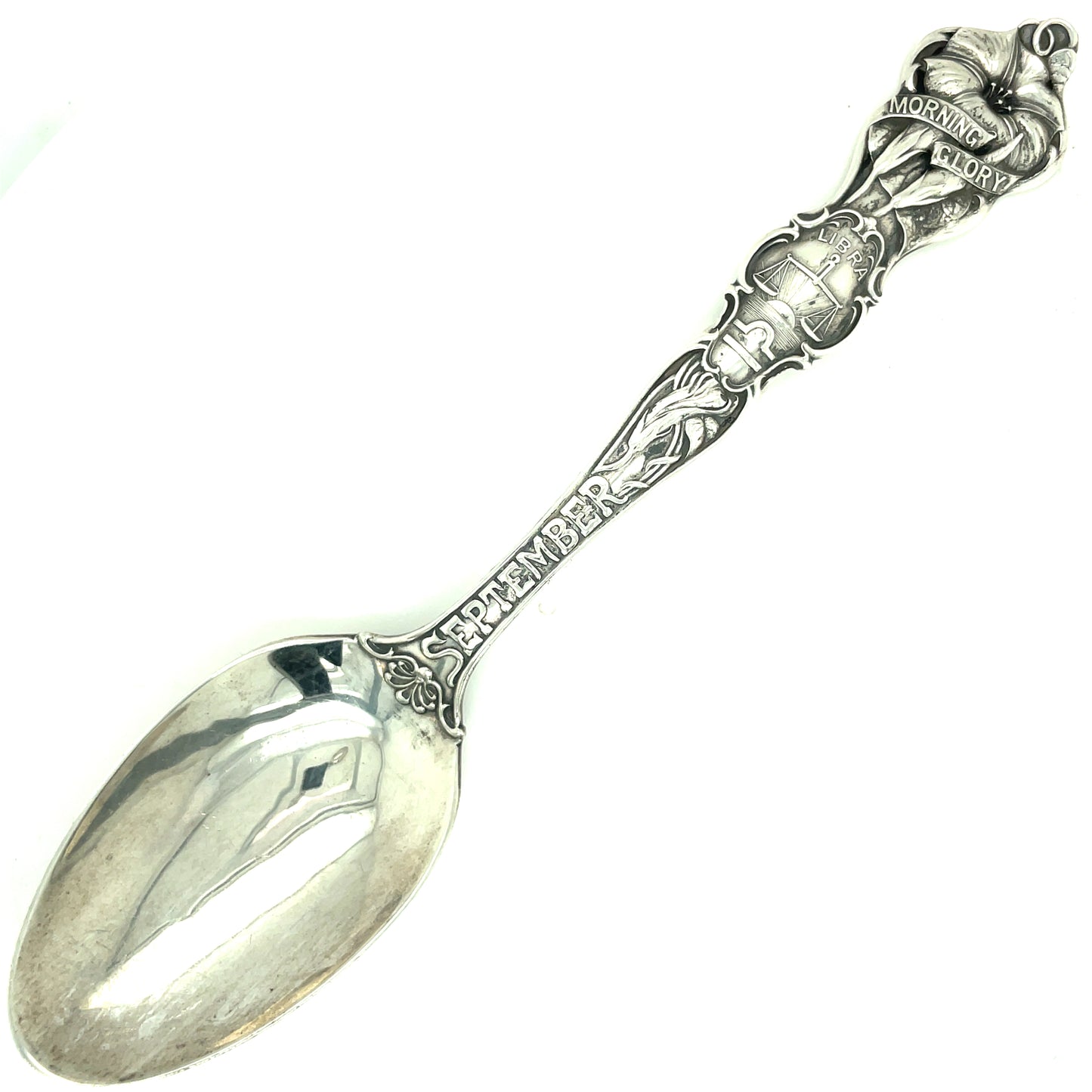 Vintage R. Wallace & Sons September Libra Morning Glory Sterling Silver Spoon No Mono