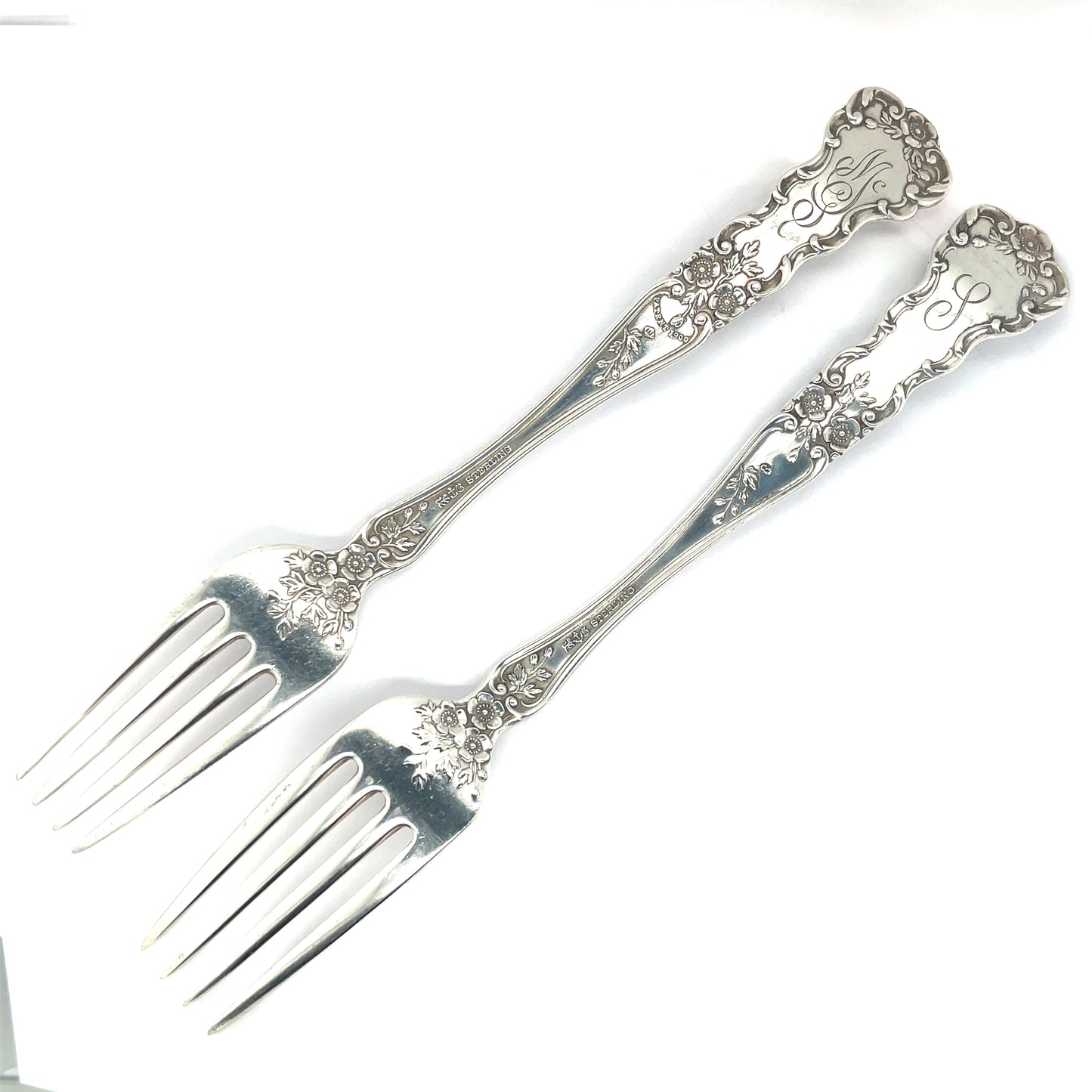 Two Sterling Silver Gorham Buttercup Dinner Forks 2.69 ozt Mono's on Back
