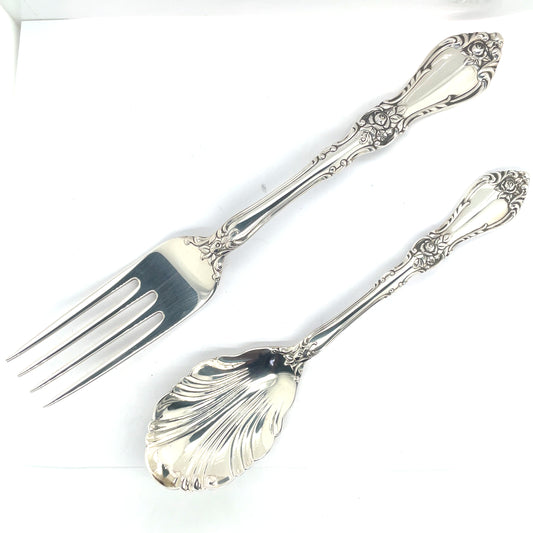 Wallace Royal Rose Sterling Silver Fork And Sugar Spoon No Mono