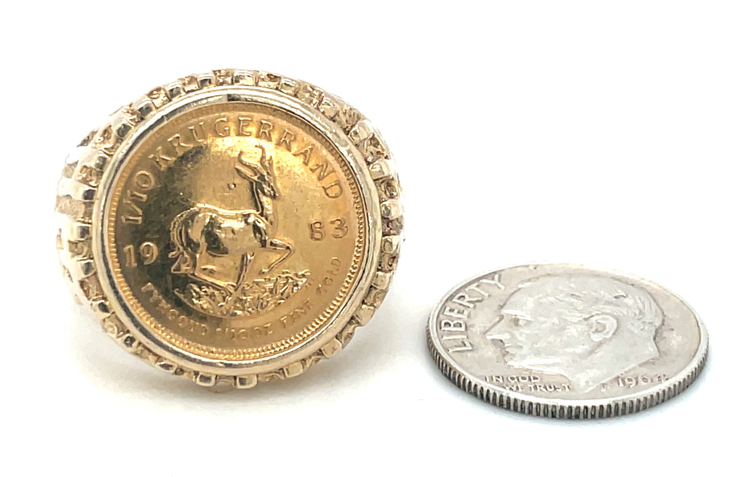 Vintage 1/10 Krugerrand 14k Gold Ring 1983 Size 9
