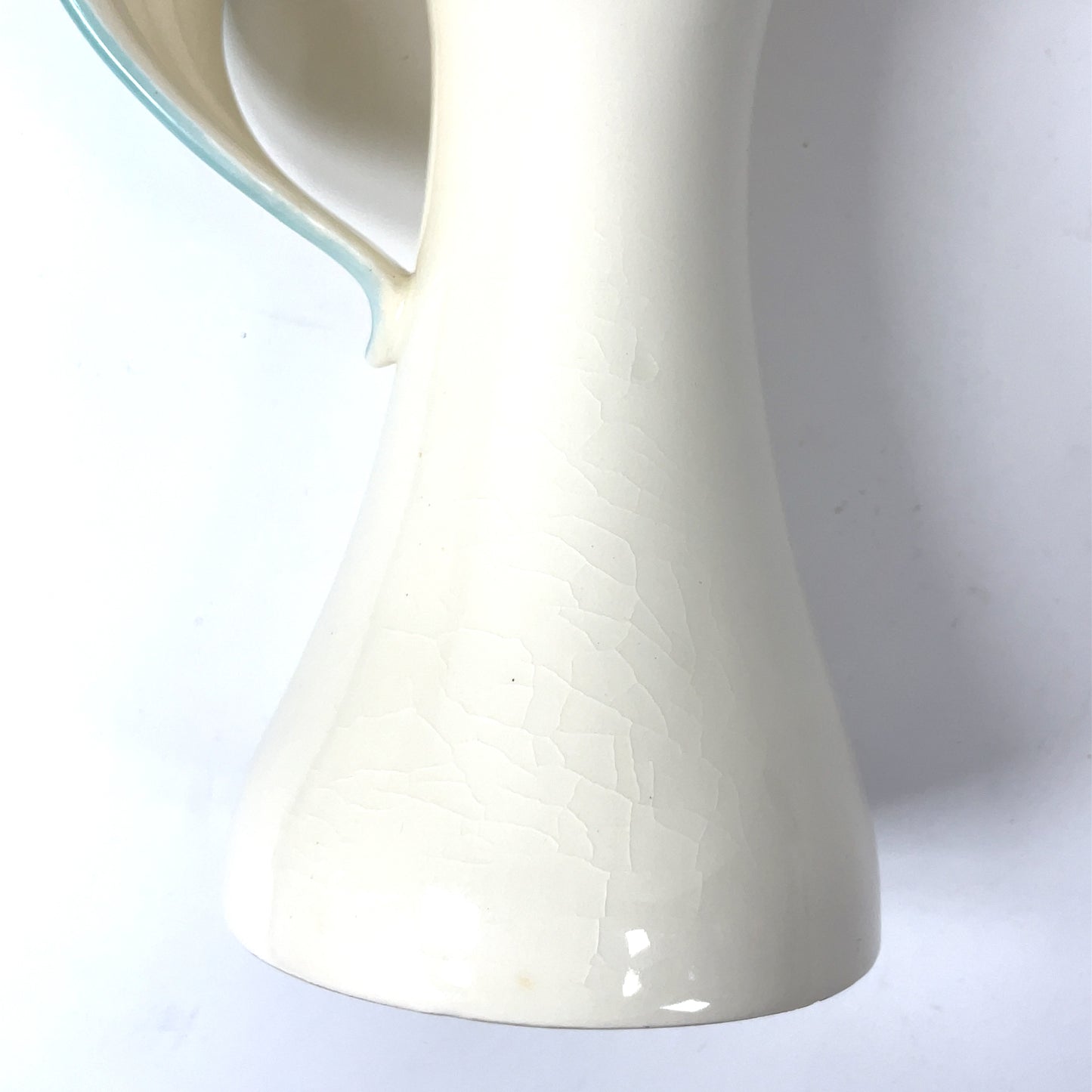 Vintage Erphila Art Deco Czechoslovakia Cream and Turquoise Jack in the Pulpit Vase 10"