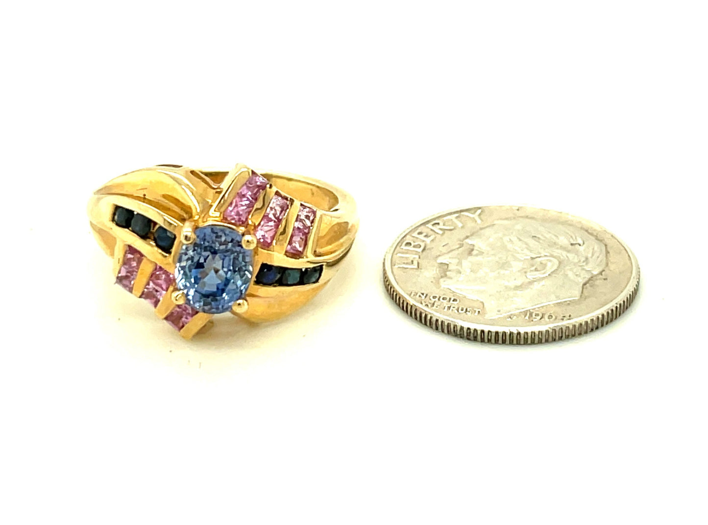 Vintage 10k Ring with Multicolored Spinel Stones Size 5