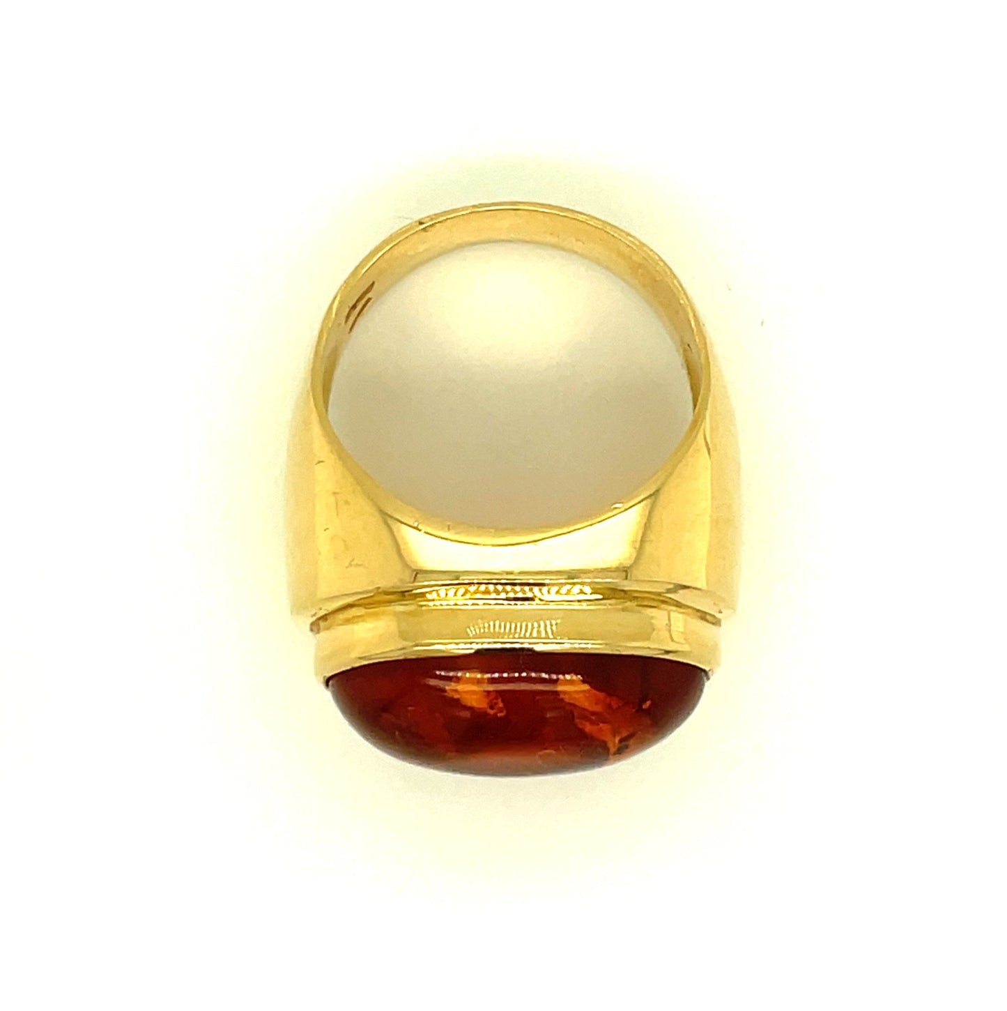 Vintage 18k Yellow Gold and Amber Ring Size 7 1/4
