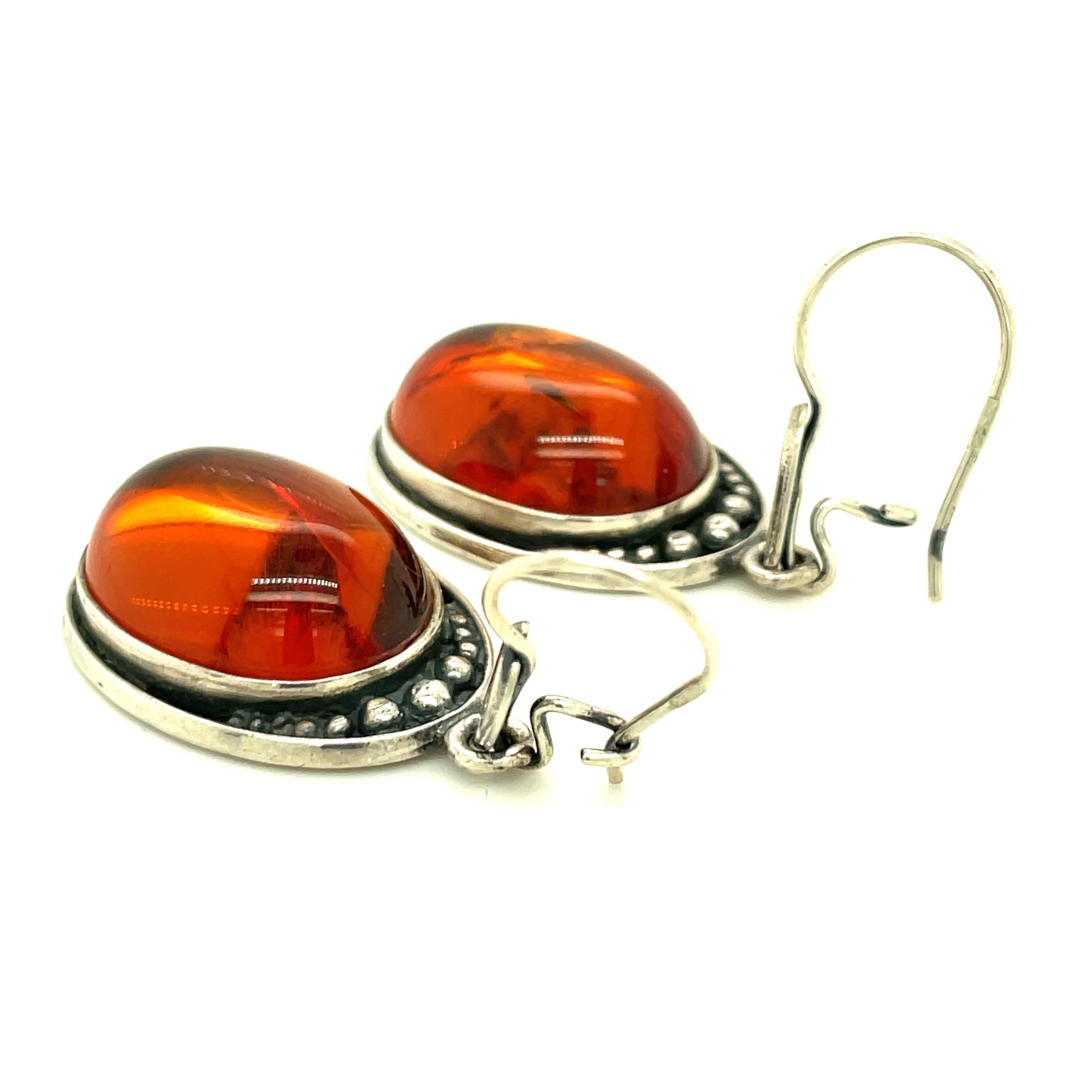 Vintage Sterling Silver and Amber Earrings