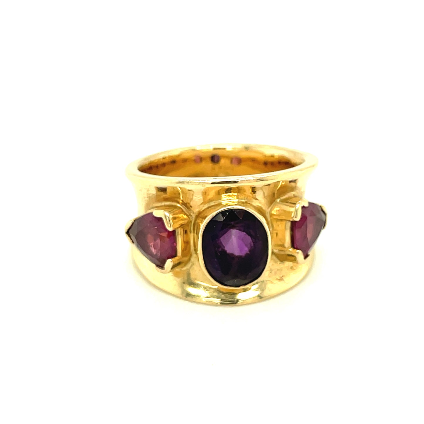 Vintage 14k Yellow Gold Amethyst and Garnet Ring 11.1 Grams Size 6.5
