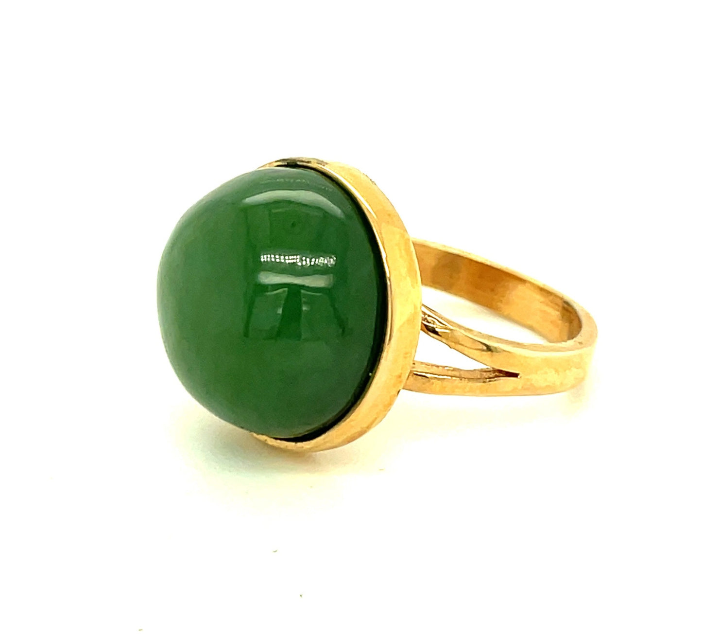 Vintage Moss Colored Green Quartz and Sterling Silver Ring Size 5 1/2"