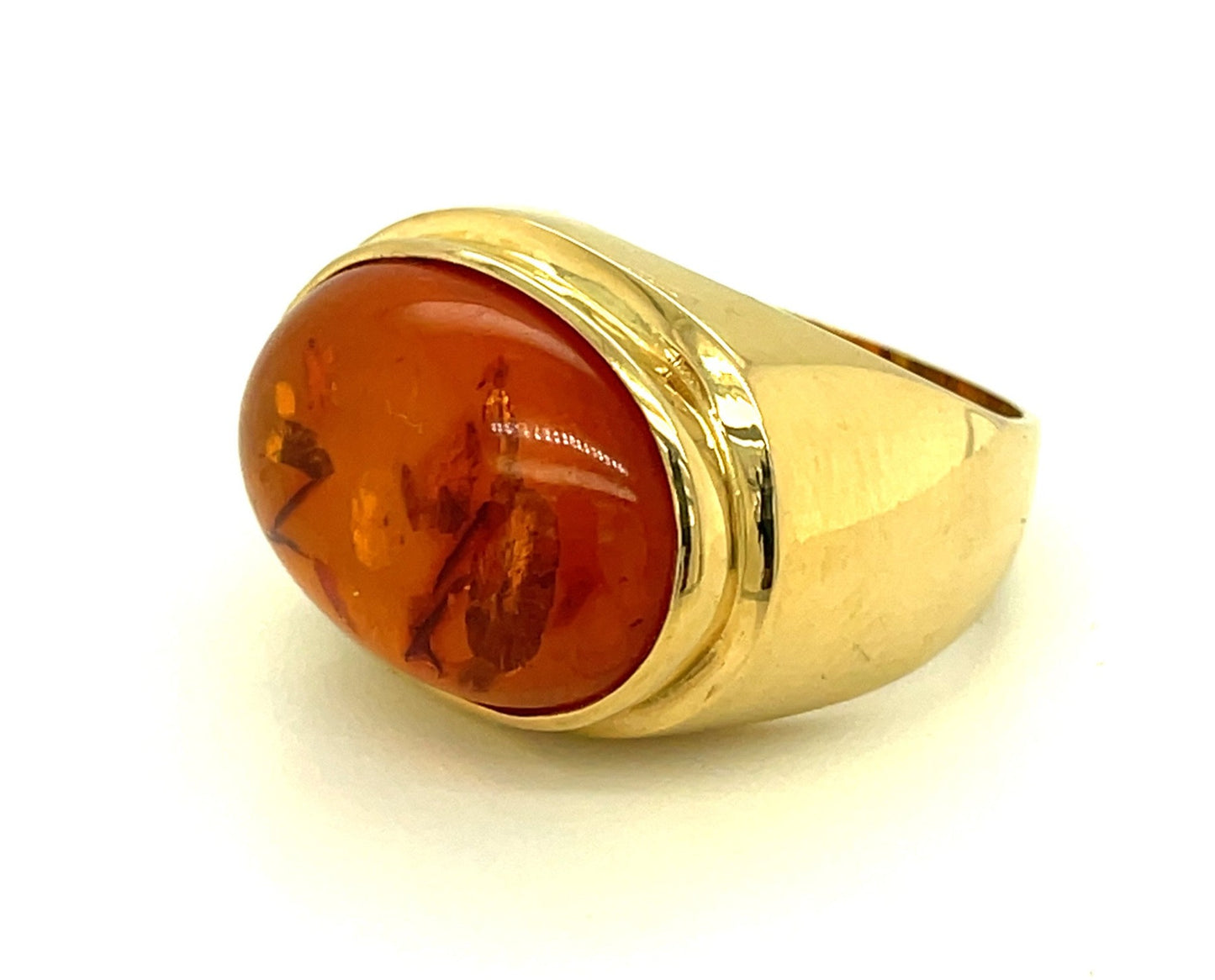 Vintage 18k Yellow Gold and Amber Ring Size 7 1/4