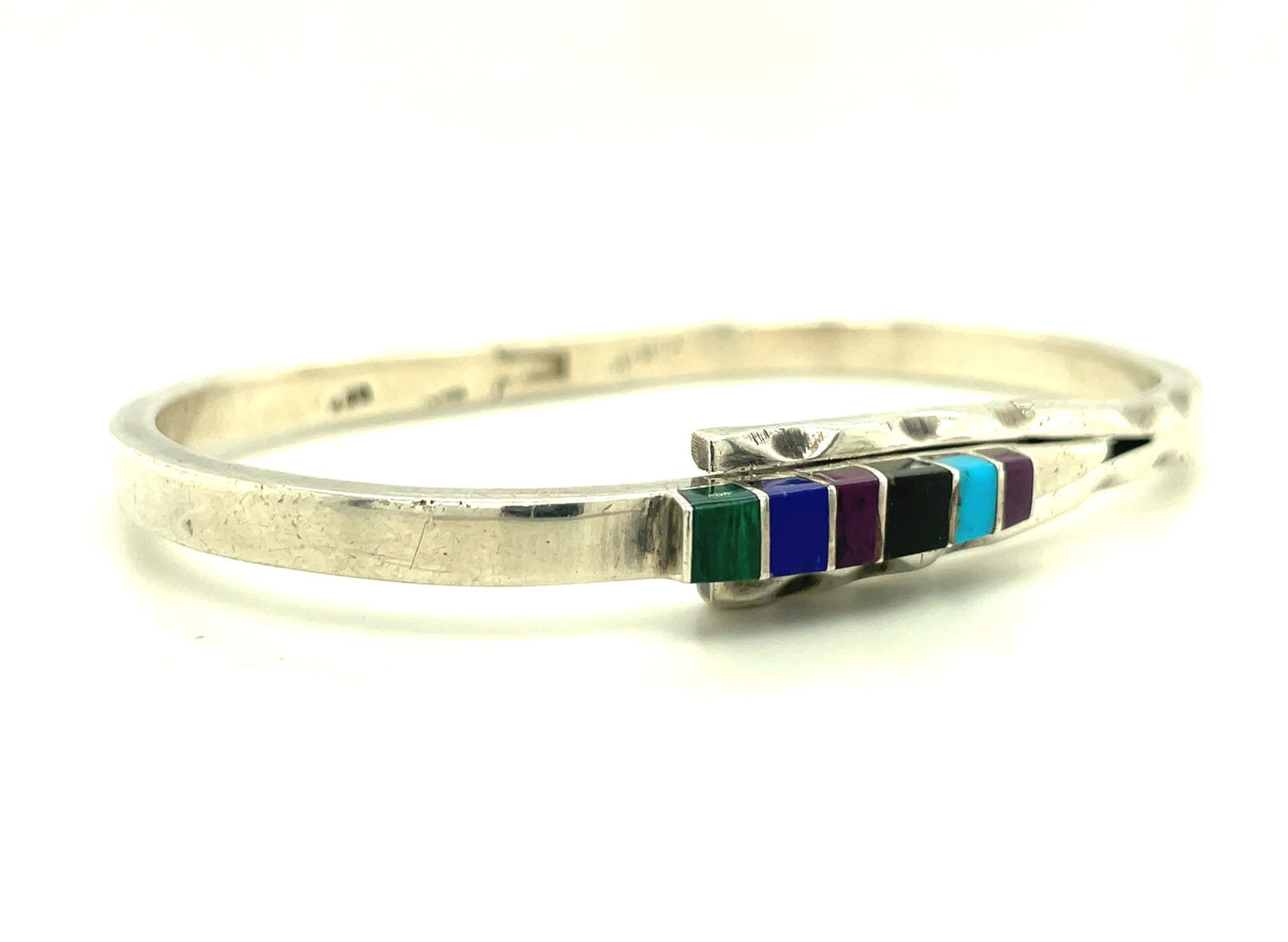 Vintage Sterling Silver and Inlay Bracelet