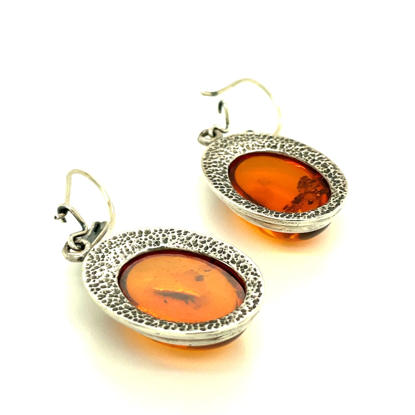 Vintage Sterling Silver and Amber Earrings