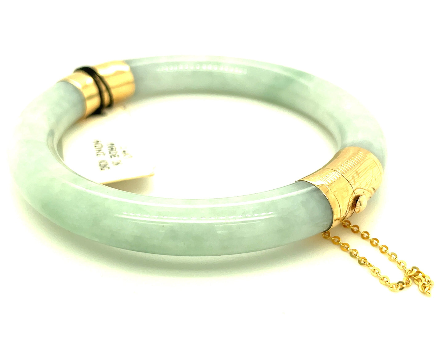 14k Yellow Gold and Jade Bangle Bracelet with Clasp