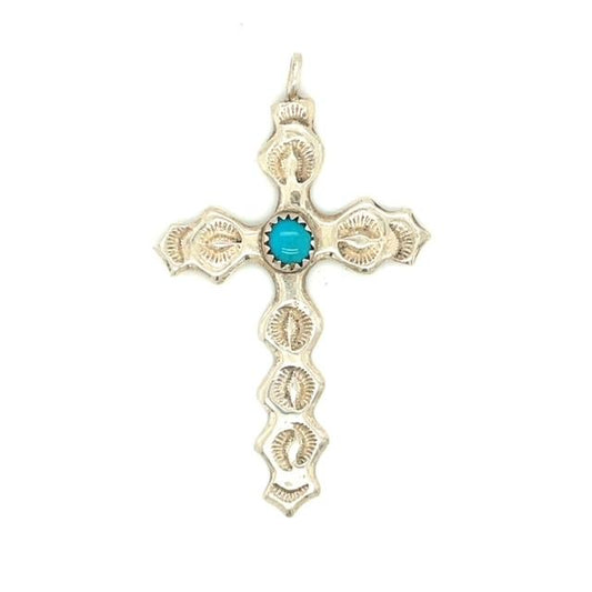 Sterling Silver And Turquoise Cross Pendant