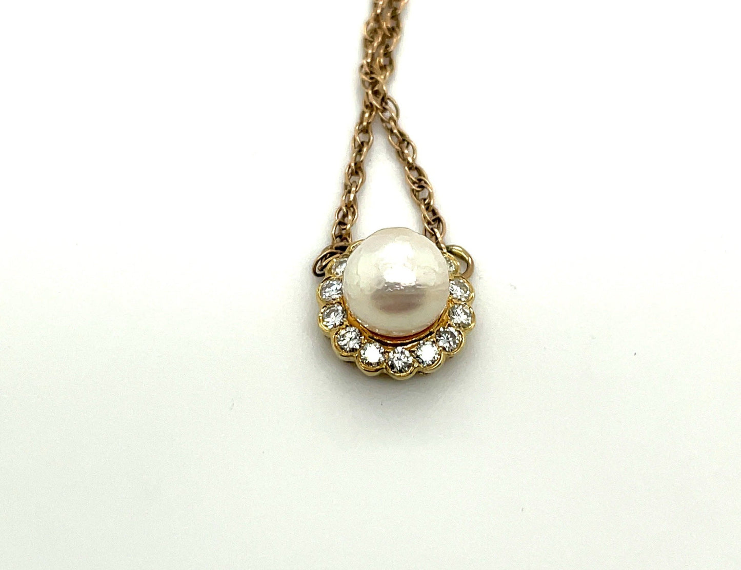 Natural Pearl Pendant With 14k Gold Chain 21"
