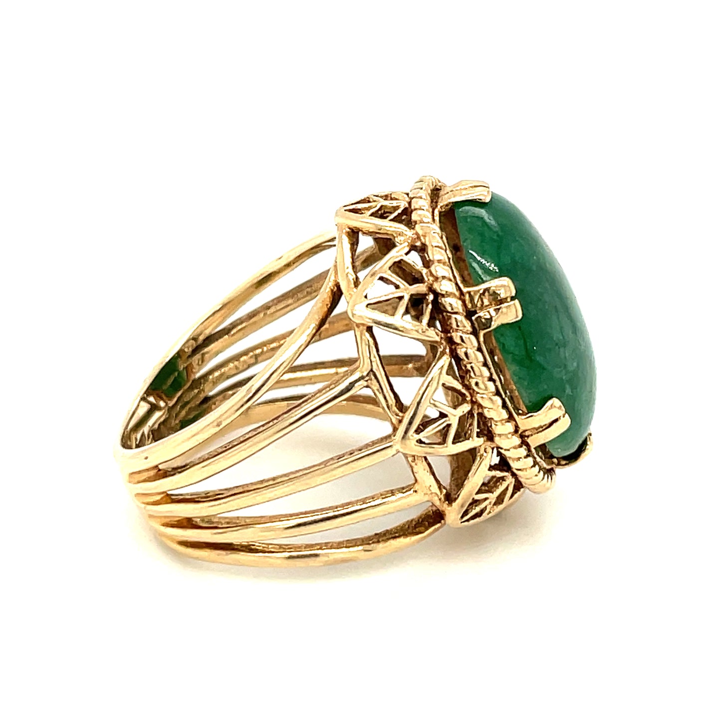 Vintage 14k Green Dyed Quartz Ring 8g Size 5.5