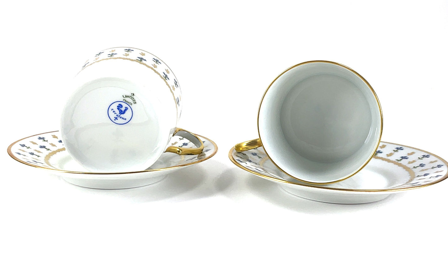 2 x Limoges France Raynaud Vieux-Nyon by Ceralene Cup and Saucer