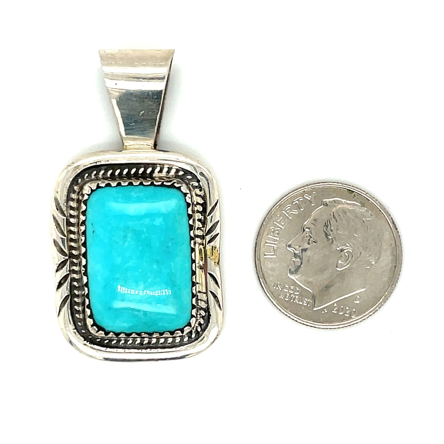 Vintage Sterling Silver and Turquoise Pendant New Old Stock