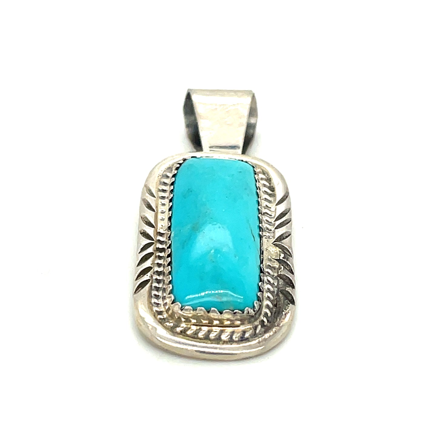 Vintage Sterling Silver and Turquoise Pendant New Old Stock