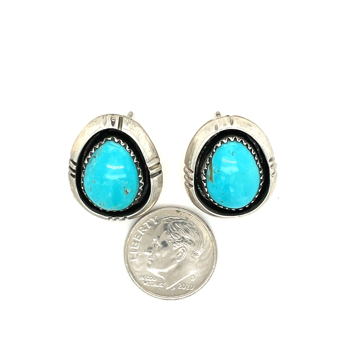 Vintage Sterling Silver and Turquoise Earrings New Old Stock