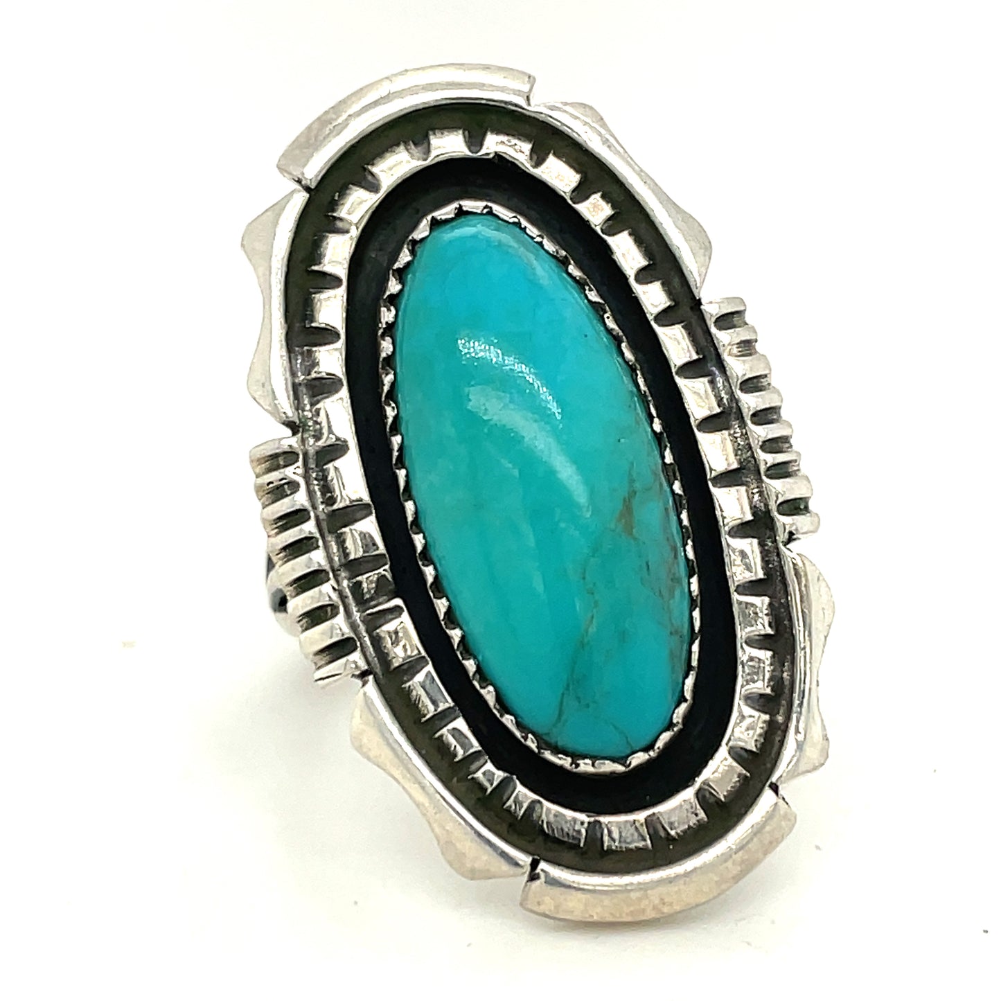 Vintage Sterling SIlver and Turquoise Ring New Old Stock Size 11