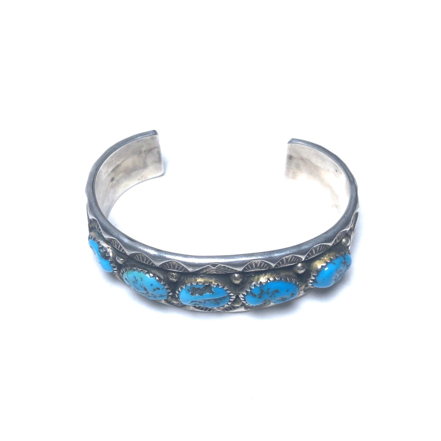 Sleeping Beauty Turquoise Sterling Silver Bracelet 5.5" wrist or smaller